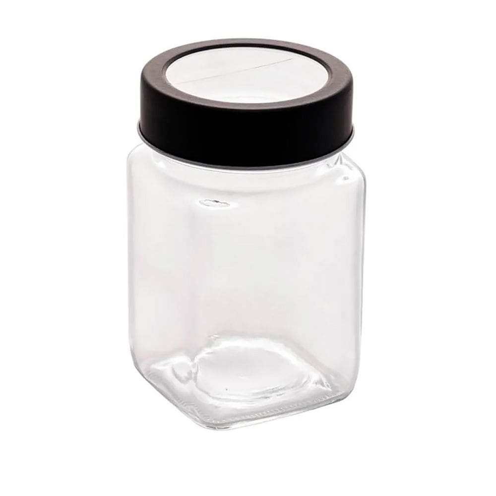 Pote de Vidro Boro silicato com Tampa em Metal e Acrílico Preto 300ml 1256 - Lyor