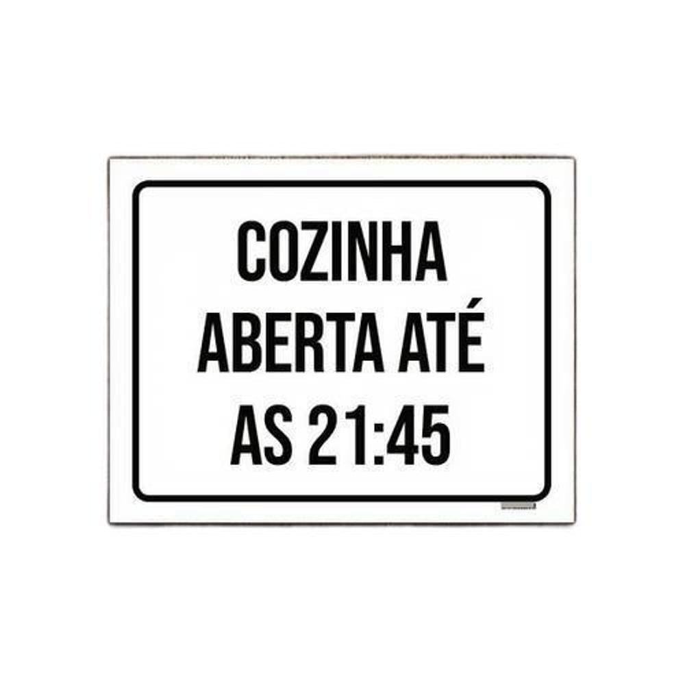 Kit 5 Placa Sinalização - Cozinha Aberta Até As 21H45
