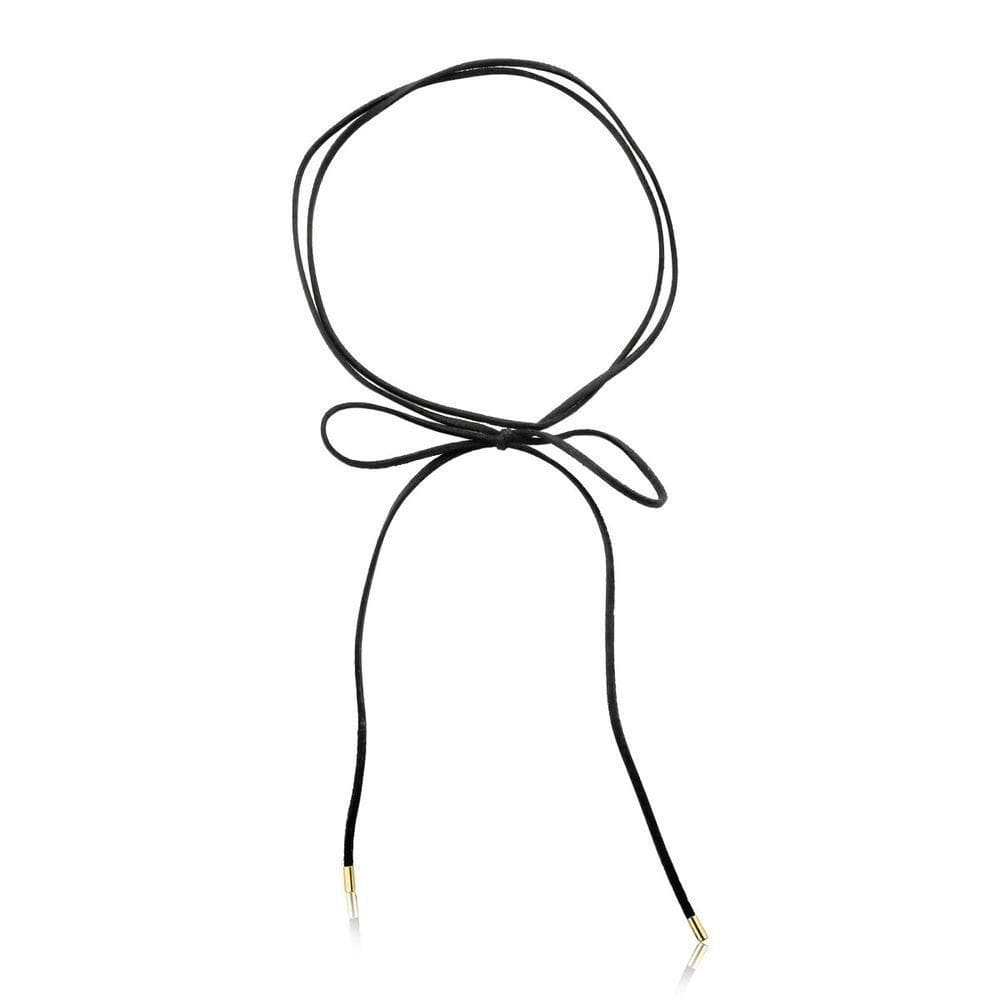 Cordão De Camurça Com Ponteiras Douradas