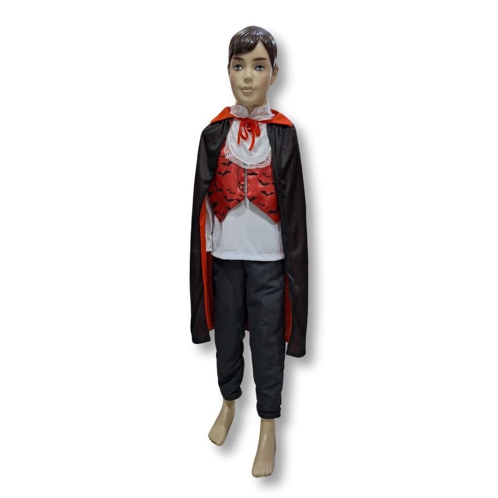 Capa Vampiro Gola Alta Preto e Vermelho - 80cm