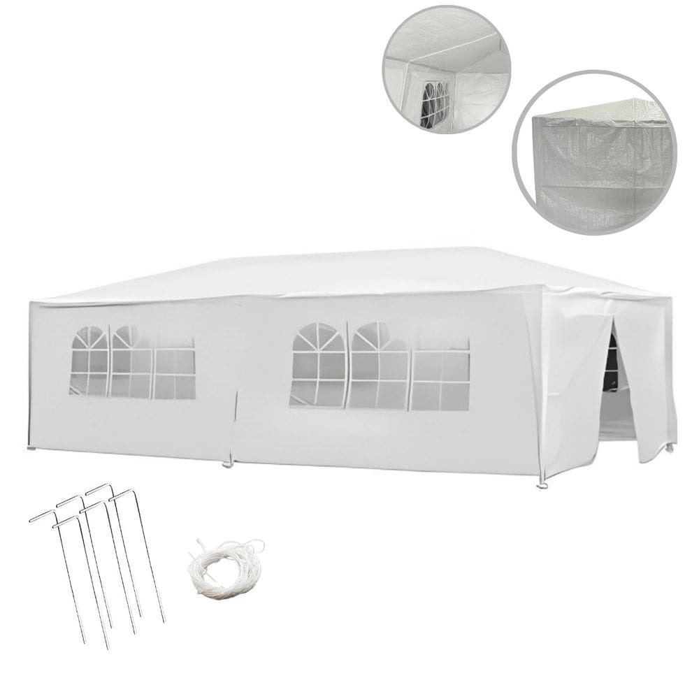 Tenda Gazebo Desmontável 3x6 m Barraca com Parede e Fechamento Branca Importway Iwgzm-36 Br