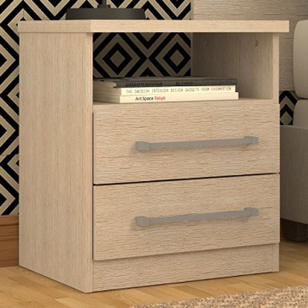 Mesa de Cabeceira 2 Gavetas Noce Cm24 - Nova Mobile