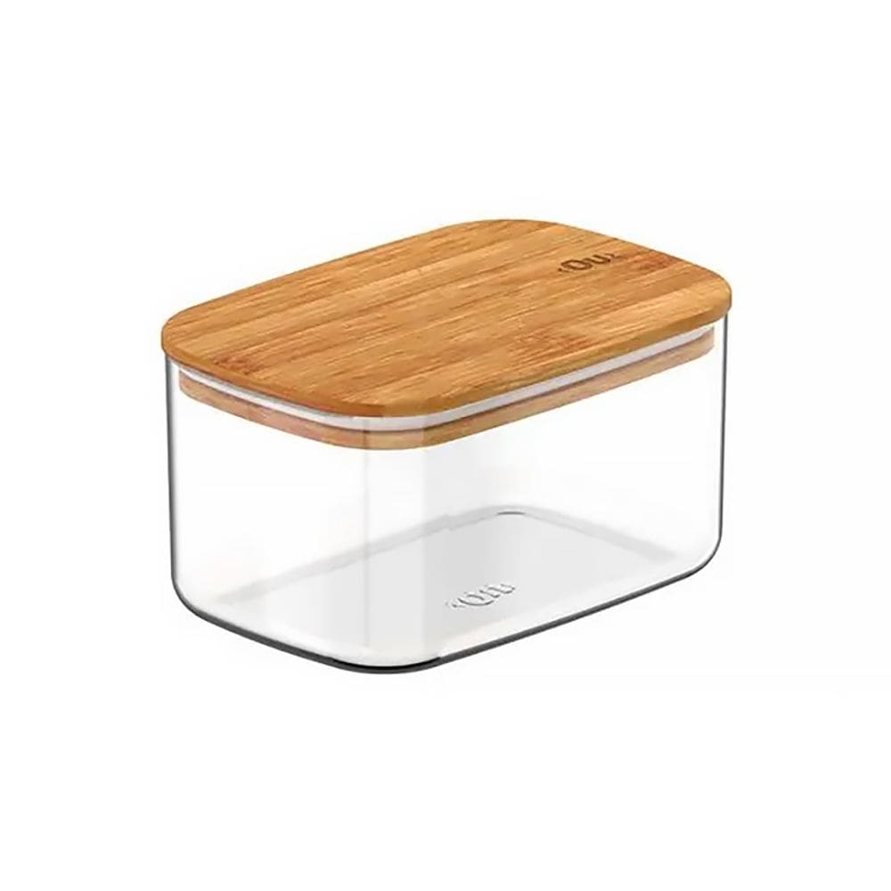 Pote Hermético Organizador Retangular Keep 650ml com Tampa em Bambu PHB505NT - Ou