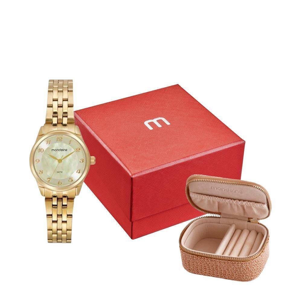 Relogio Mondaine Feminino Ref: 32804Lpmkde1 Dourado + Porta
