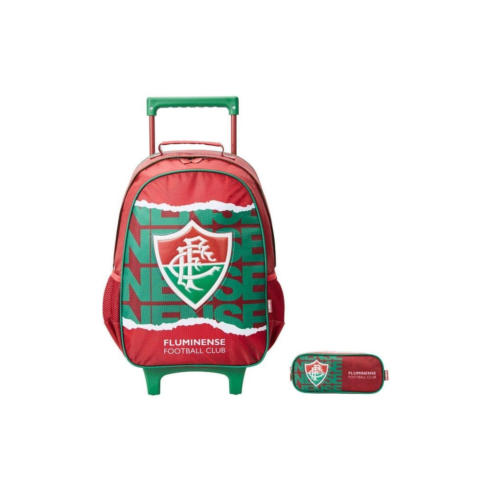 Kit Escolar Mochila De Rodinha + Estojo Triplo Fluminense