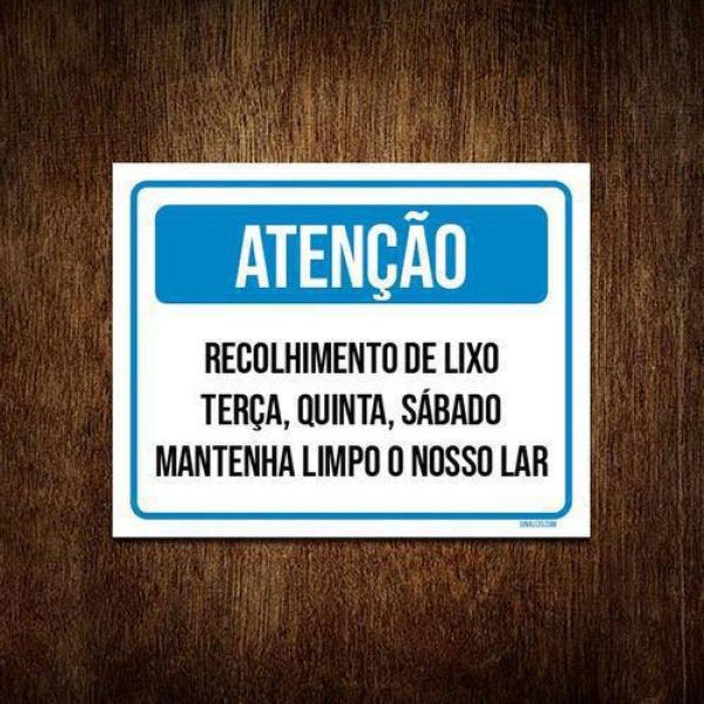 Kit 3 Placas Atenção Recolhimento De Lixo Mantenha Limpo
