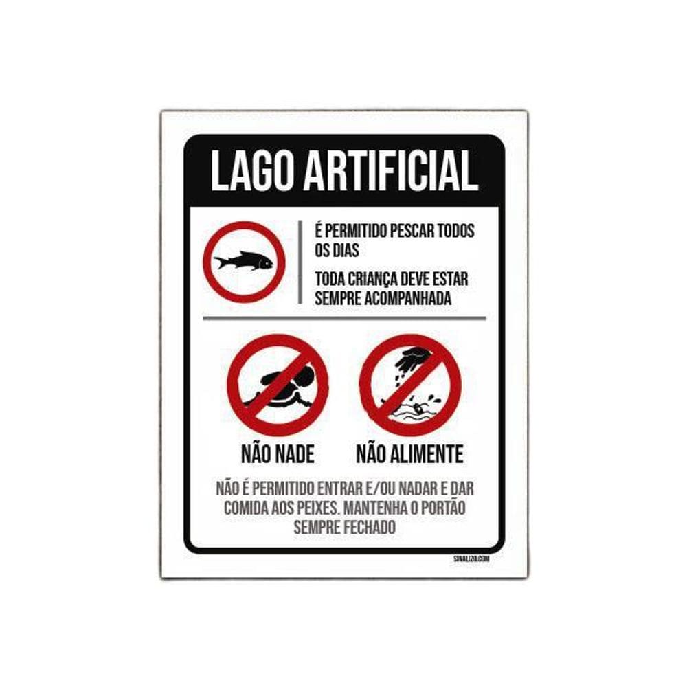 Placa Regras Normas Uso Lago Artificial 27X35