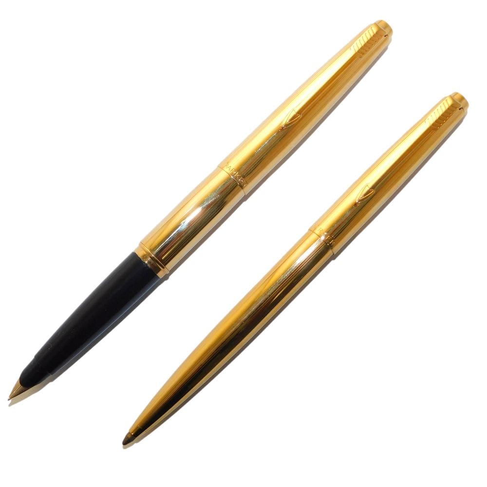 Conjunto Parker 45 Caneta Tinteiro 14K + Esf Dourado Br Nos