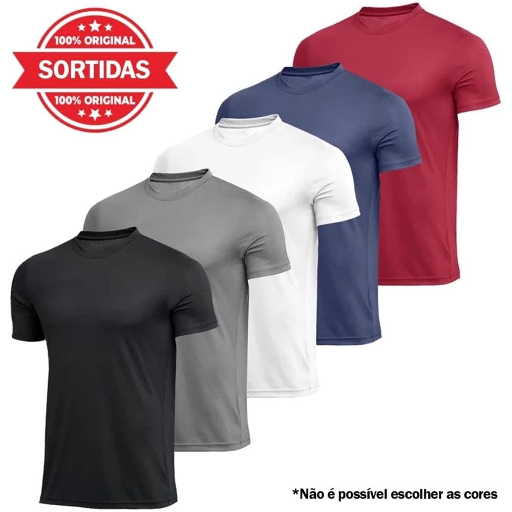Kit com 5 Camiseta Dryfit Masculina Proteção UV Manga Curta