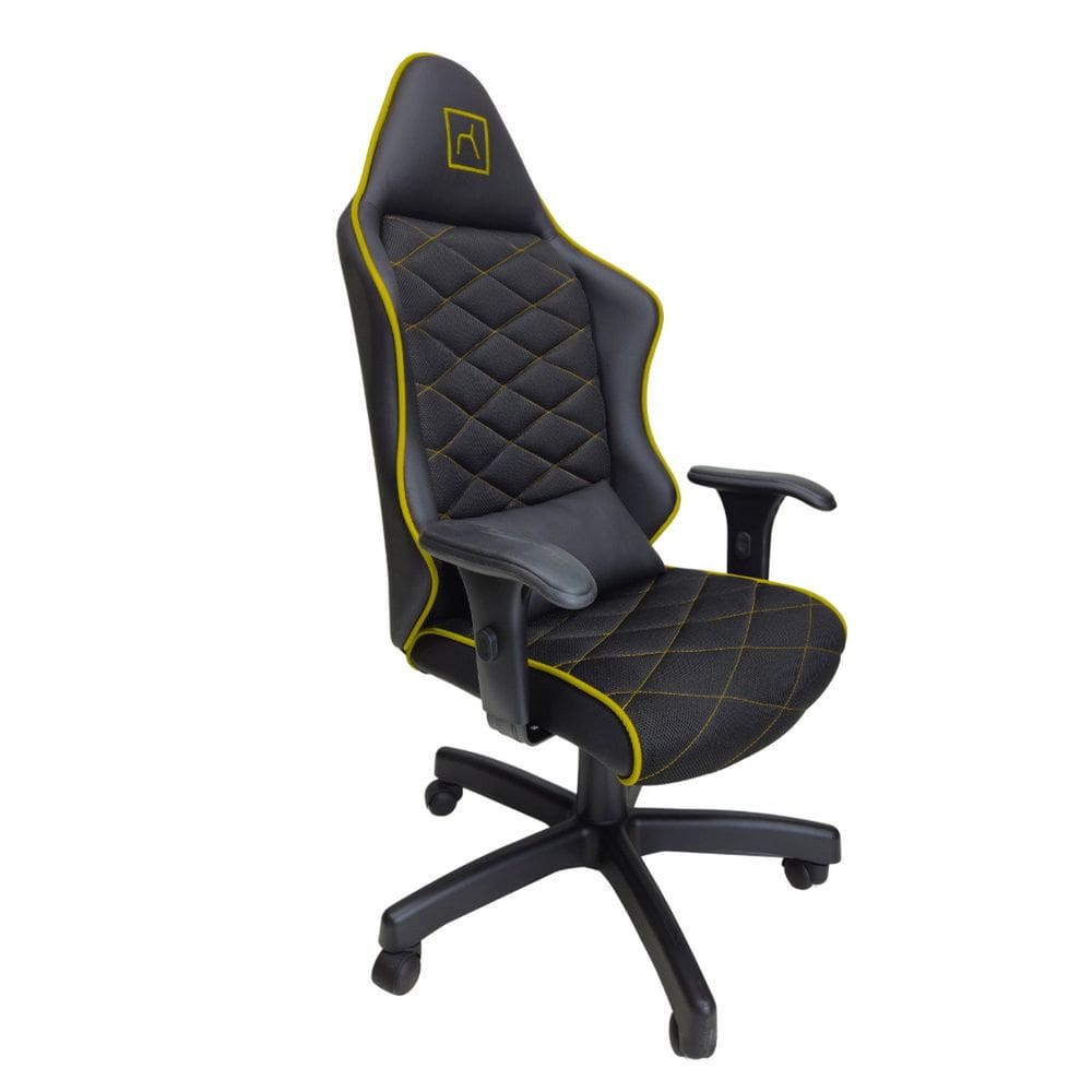 Cadeira para Escritório Gamer Assento e Encosto Confecionado em Madeira Compensada Amarelo