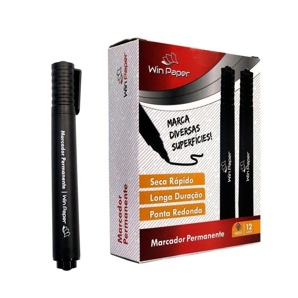 Caneta Marcador Permanente Retroprojetor Pacote 12 Unidades Cor Preto