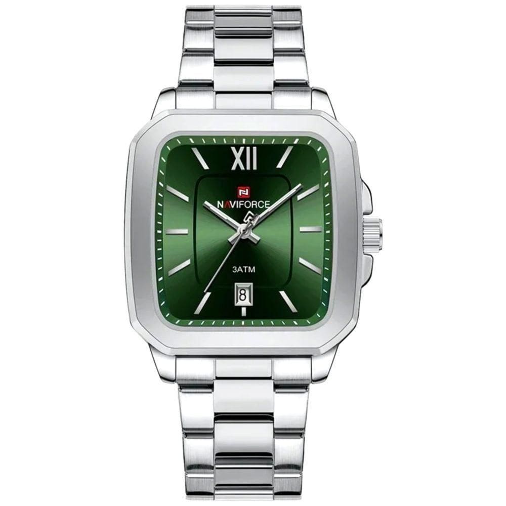 Relógio De Quartzo Masculino Casual Mostrador Quadrado Em Aço Inoxidável Impermavel Verde
