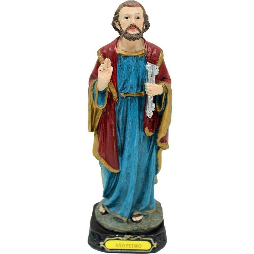 Estatueta Imagem De São Pedro Escultura Enfeite Resina 16cm