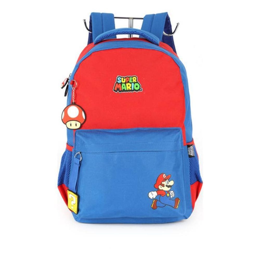 Mochila De Costas Juvenil Com Chaveiro Super Mario