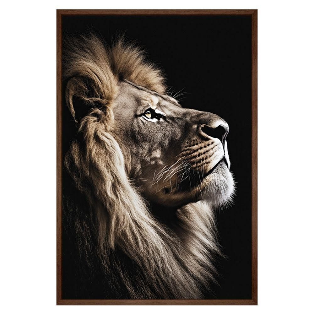 Quadro Decorativo Leão Da Fé Sala Moldura Cx Alta 100x66 Titulo Moldura Madeira