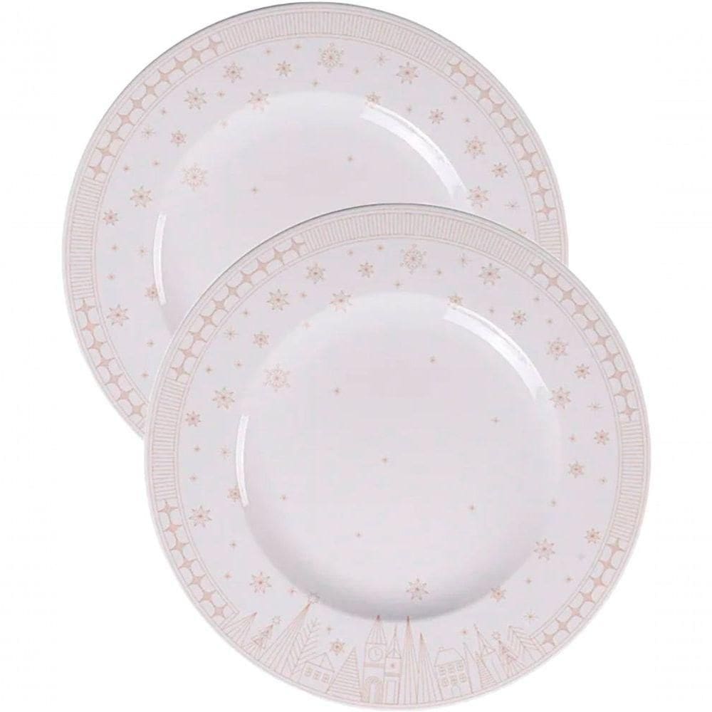 Kit Jogo Pratos Rasos Jantar 8 Pessoas 8pçs Capodanno 28cm
