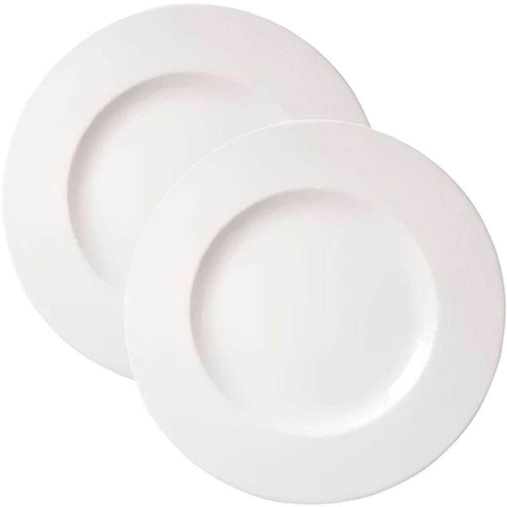 Jogo Pratos Sobremesa Lanche 2 Pessoas 2pçs Aba Larga 21cm