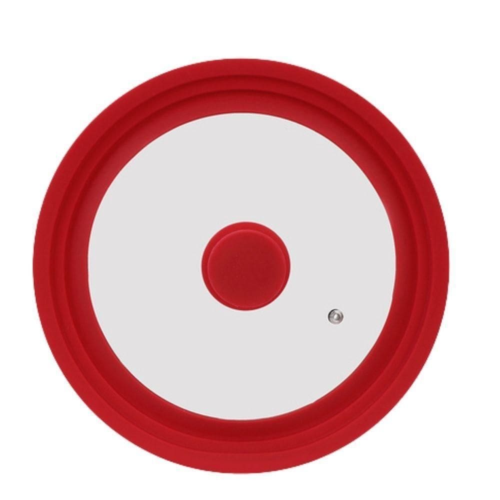 Tampa De Vidro Panela Silicone Frigideira Multiuso 3 Em 1 Vermelho G