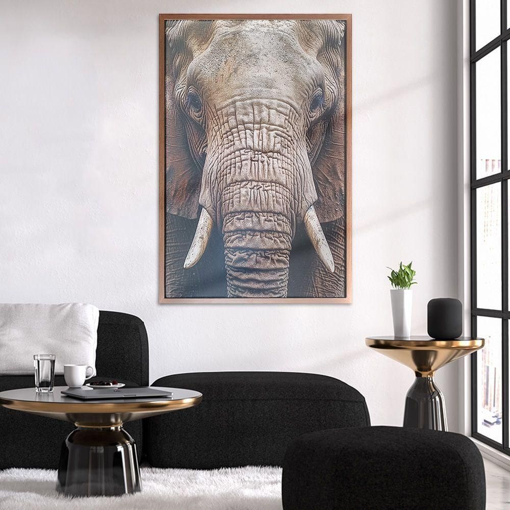 Quadro Decorativo Elefante Moldura Cx Alta 100x66 Titulo Moldura Madeira