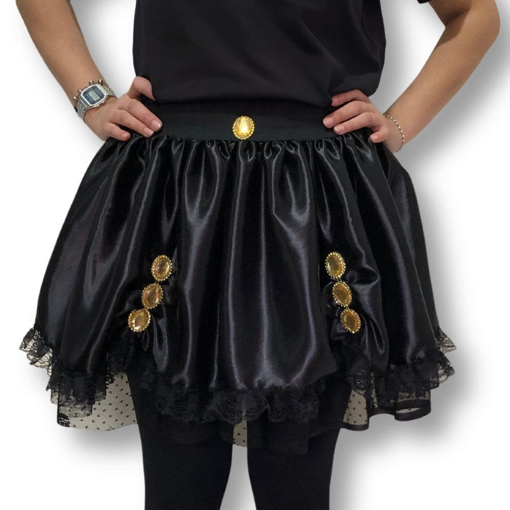 Saia Halloween Adulta Preta e Dourada