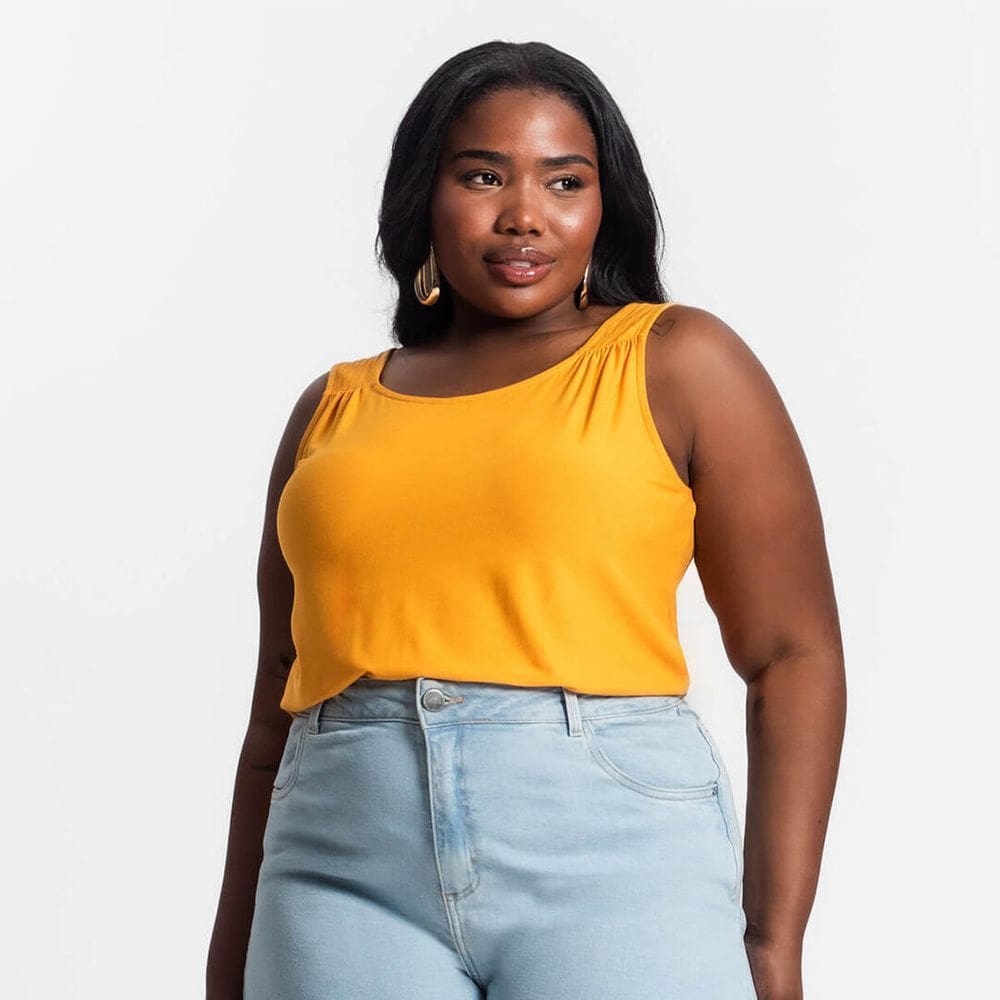 Blusa Feminina Alça Feminina Plus Size Secret Glam Creponada