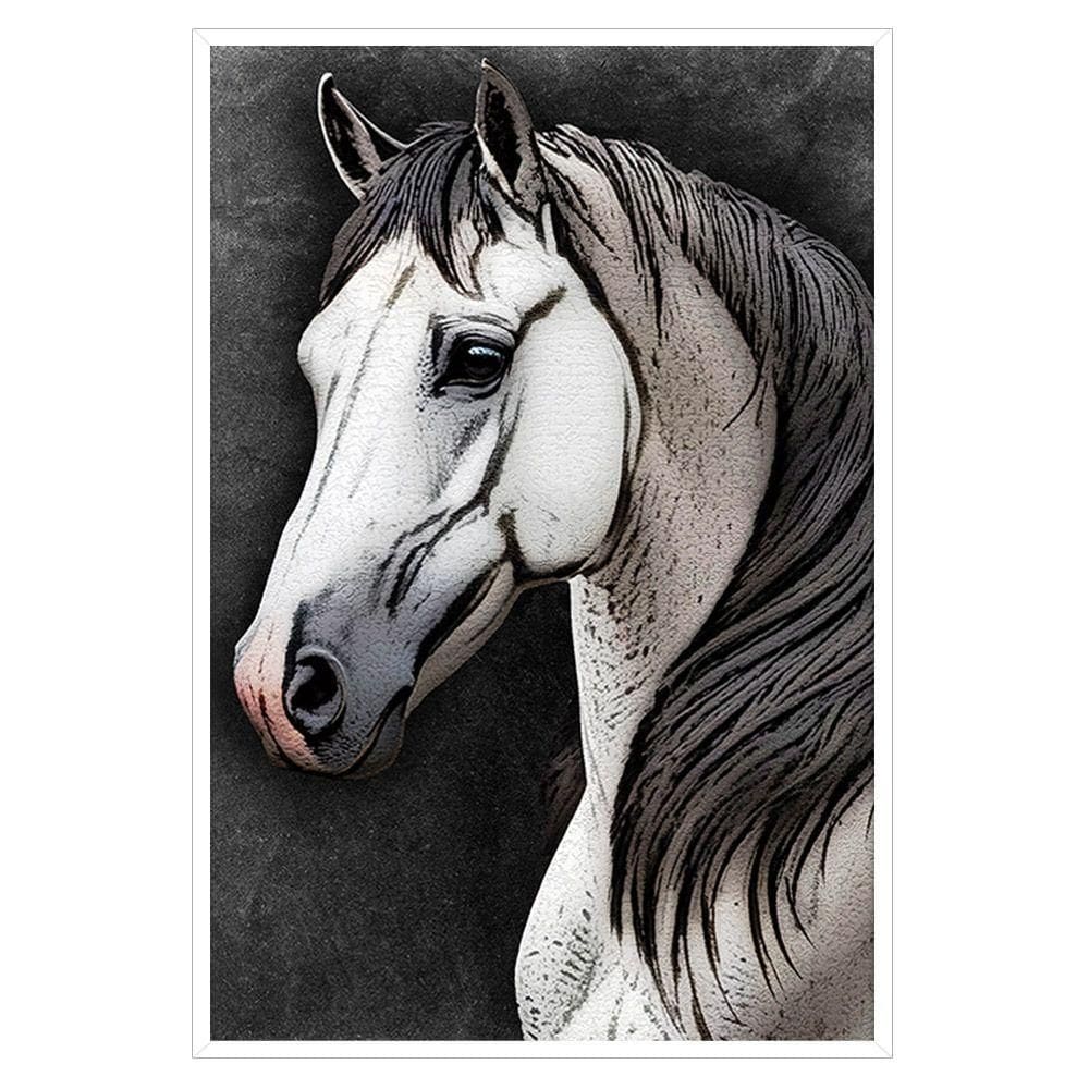 Quadro Decorativo Cavalo Sala Moldura Branca Cx Alta 40x60