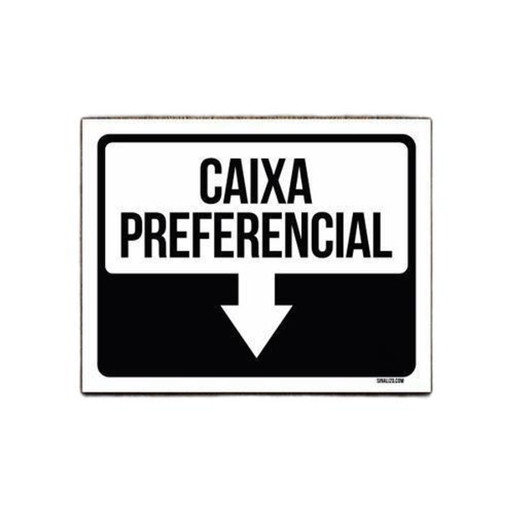 Placa Sinalização - Seta Caixa Preferêncial 36X46