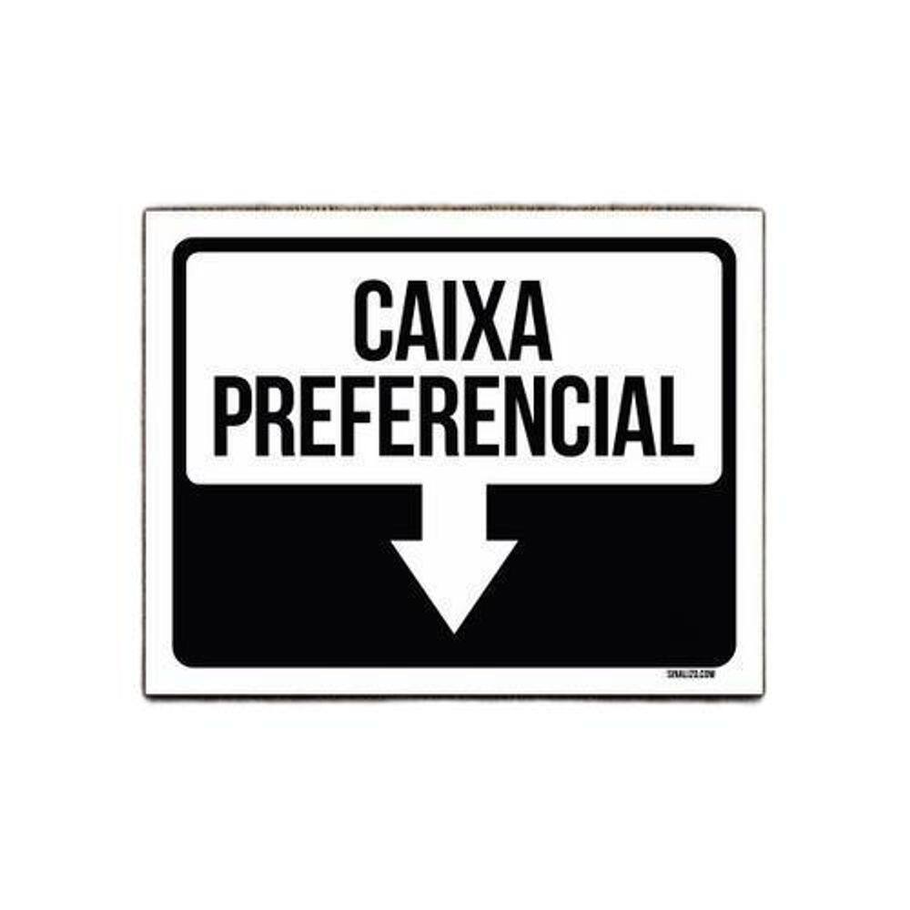 Placa Sinalização - Seta Caixa Preferêncial 36X46