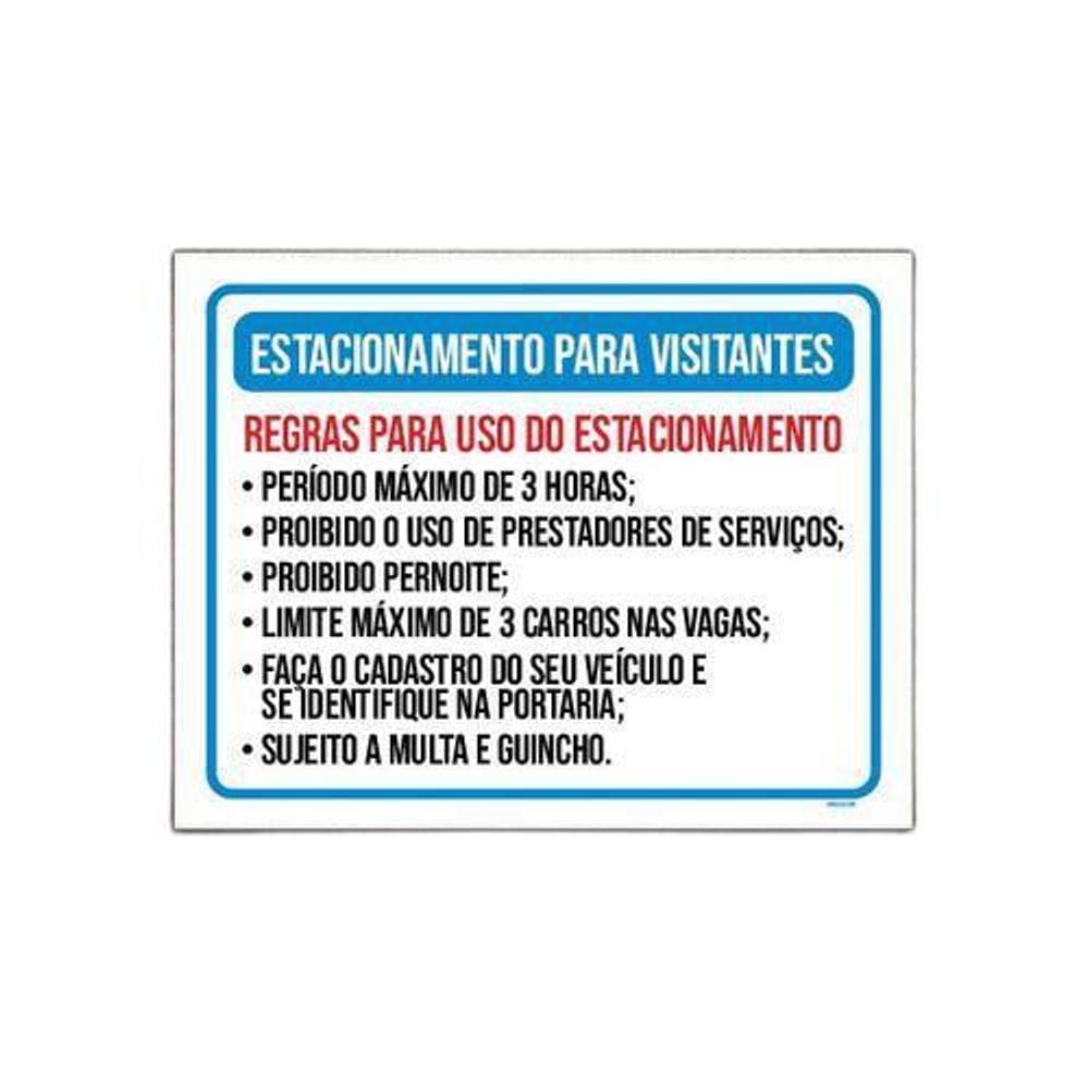 Kit 5 Placas - Regras Estacionamento Visitantes