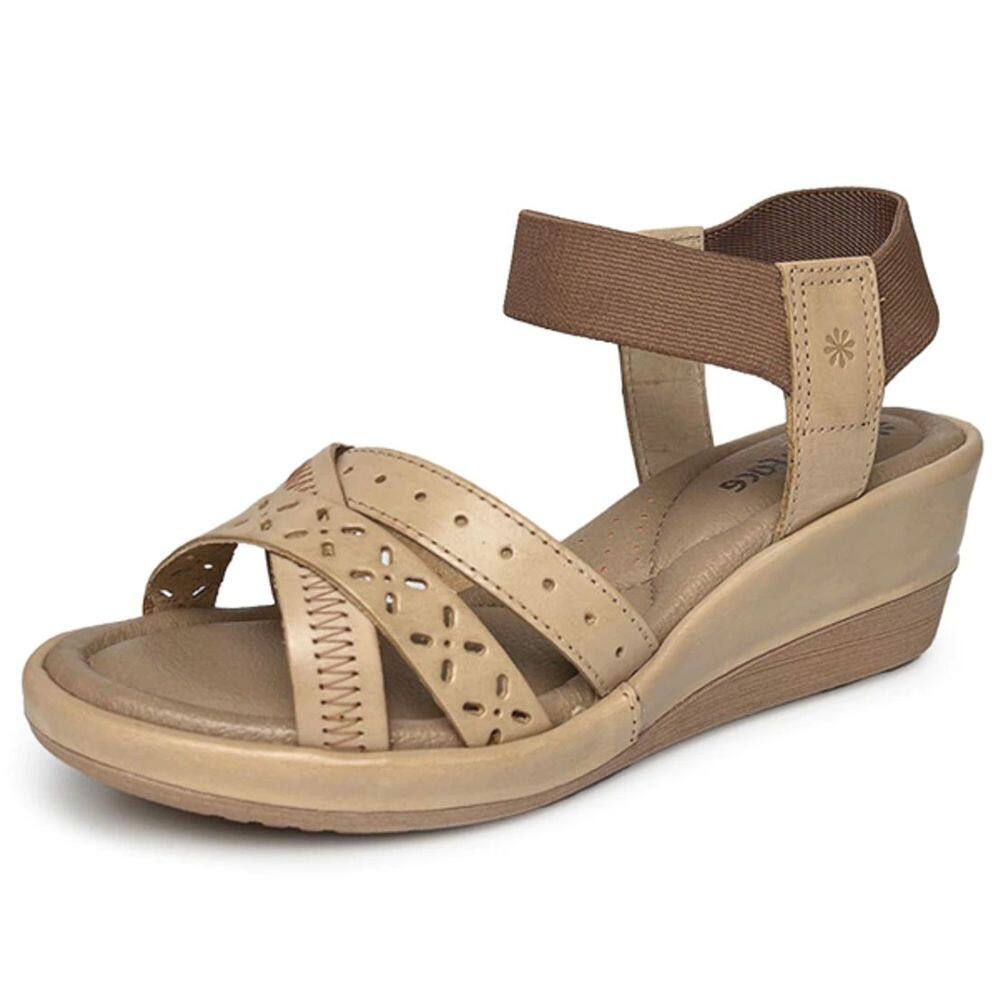 Sandália Feminina Elástico Anabela Salto Baixo New Face