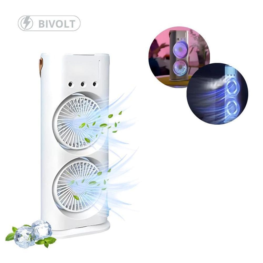 Mini Ventilador Duplo Com Umidificação,  E Bivolt
