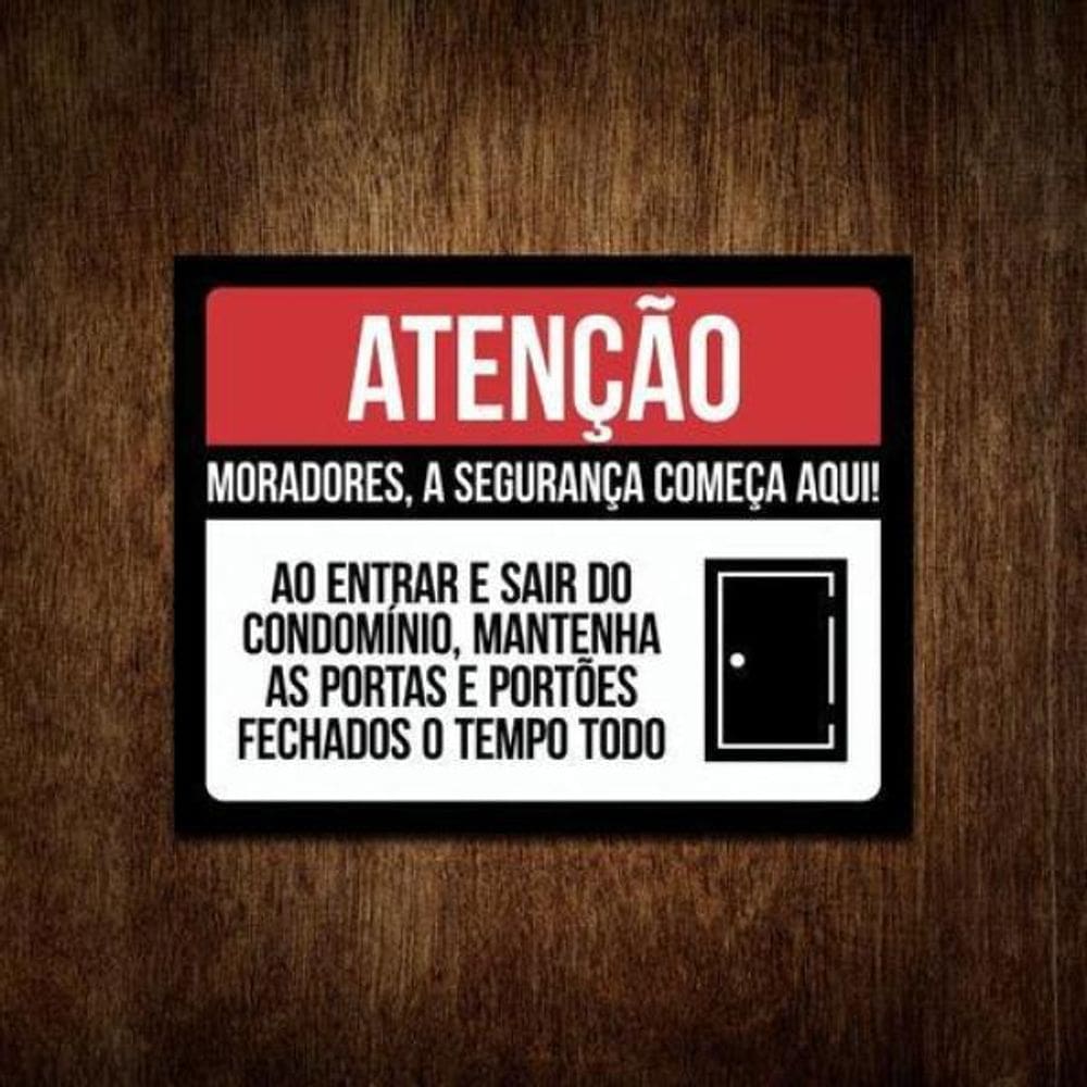 Kit 10 Placas De Atenção Mantenha A Porta Fechada Condomínio