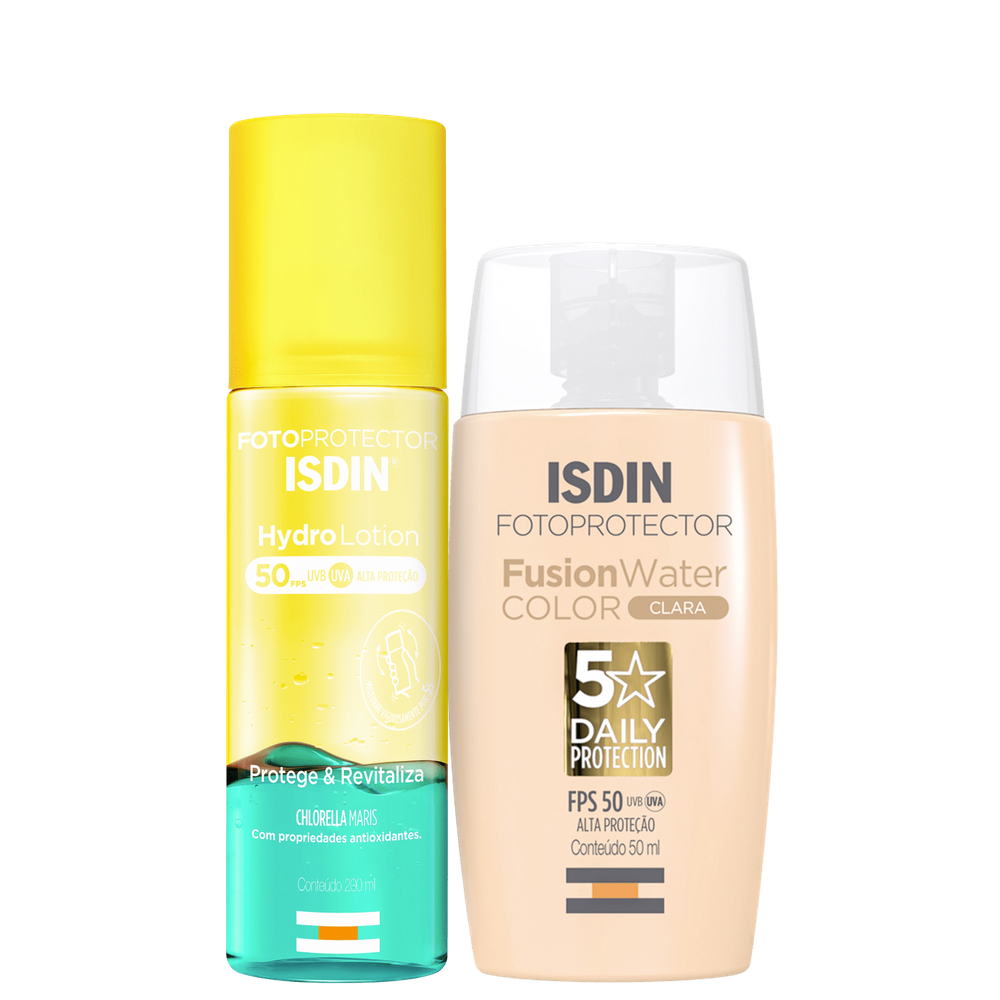 Kit ISDIN Fusion Water 5 Stars Color Clara + HydroLotion (2 Produtos)
