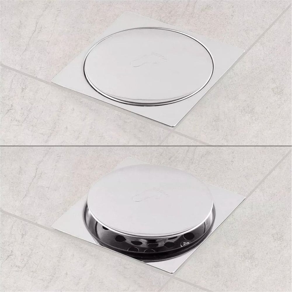 Ralo Click 15x15 Cm Inox Ideal para Uso em Boxes e Chuveiros em Geral Cromada Cromado