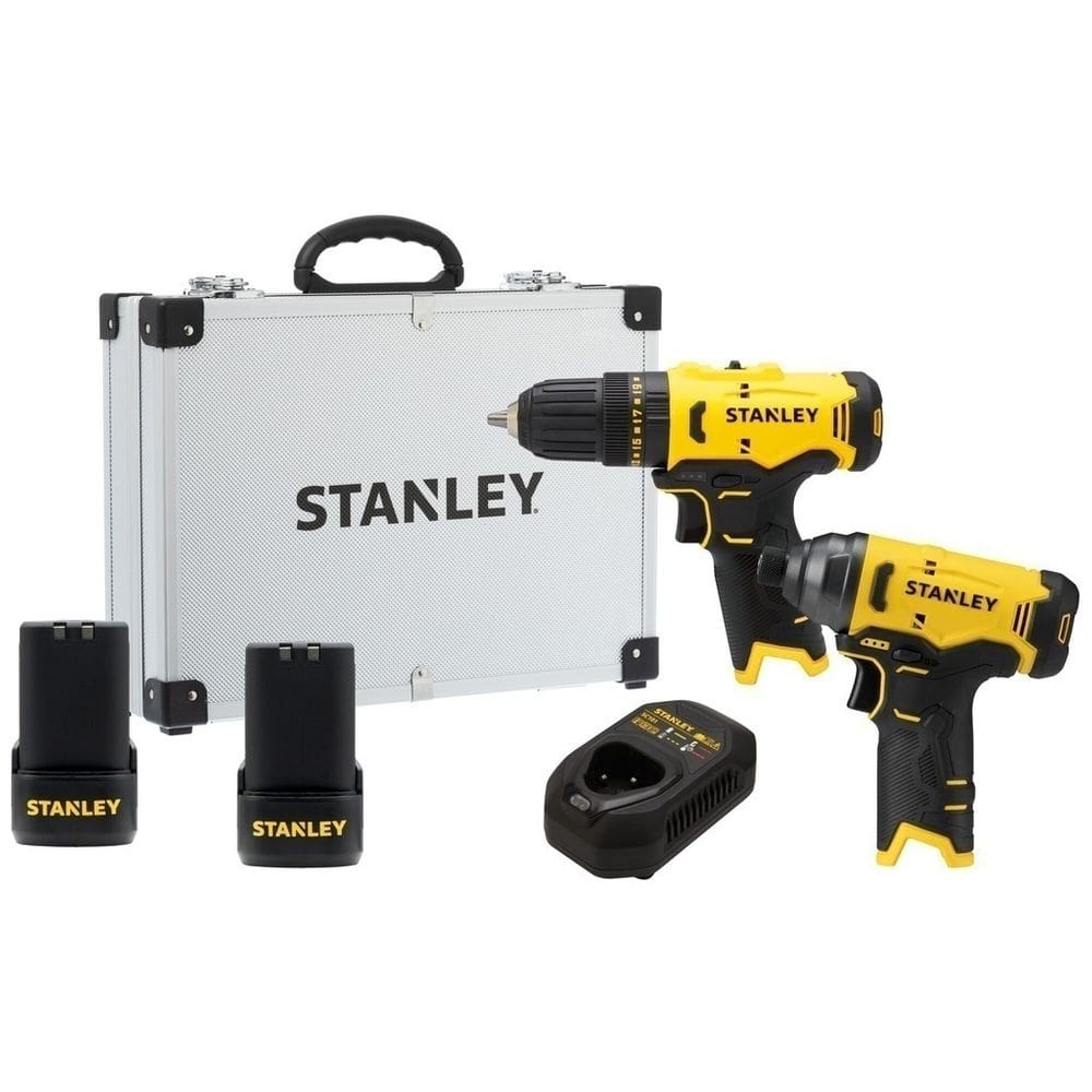 Kit Parafusadeira e Furadeira/Parafusadeira Impacto 2 Baterias Carregador Maleta SCHI10D2FK Stanley