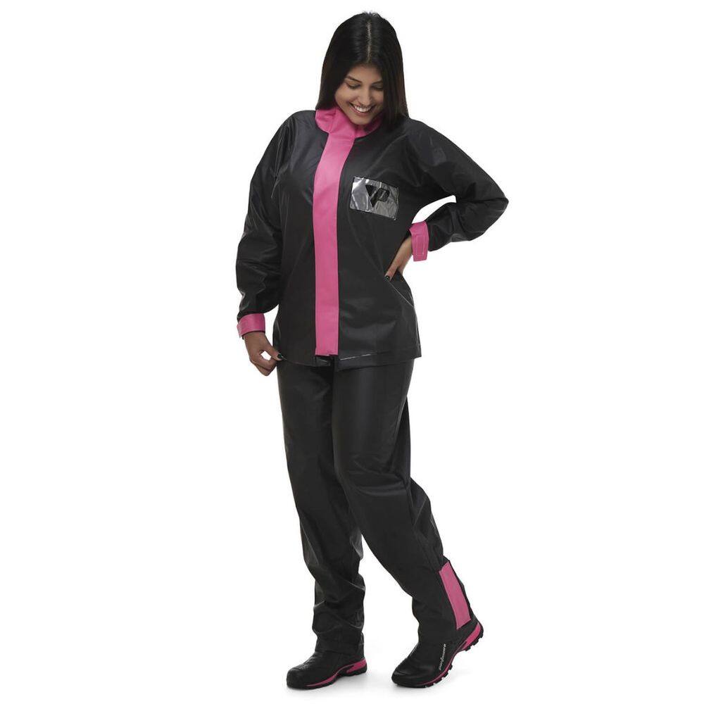 Capa Chuva Pvc Feminina Tornado Pantaneiro Preto/Rosa (P)