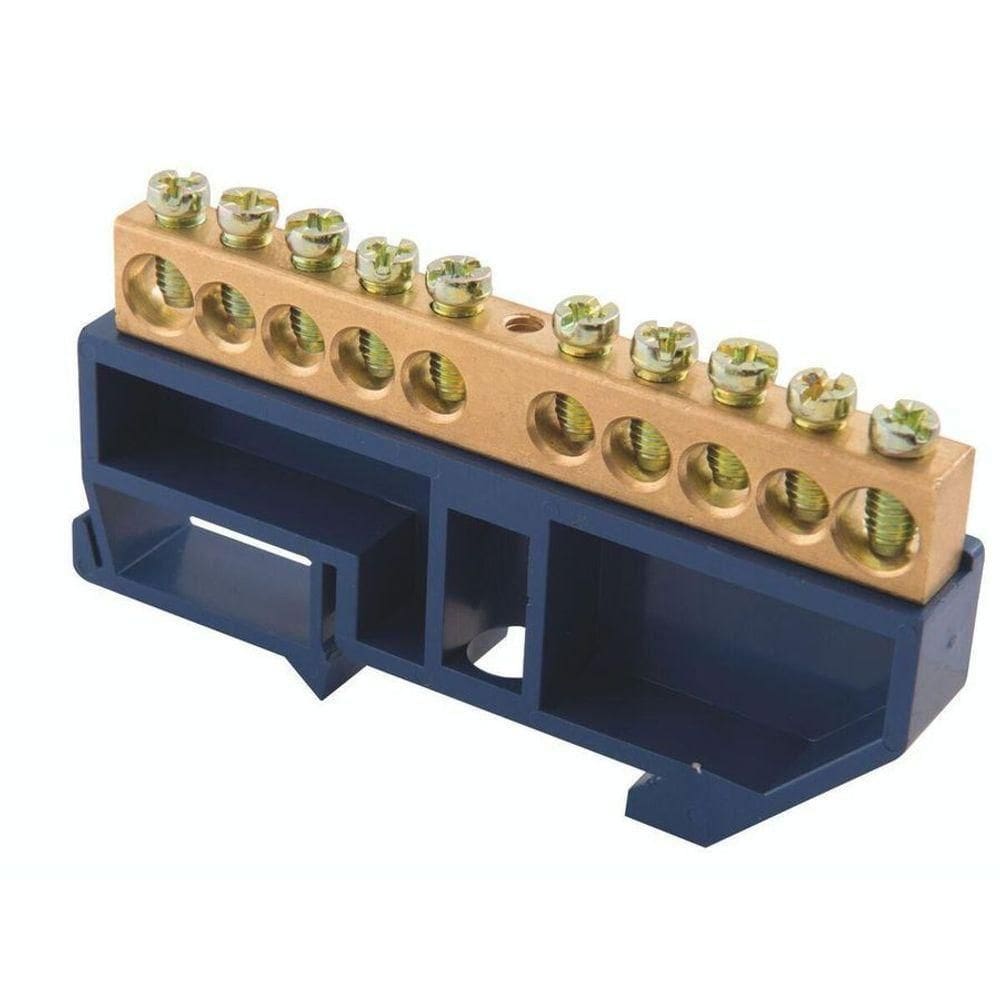 Barramento Terra Din 10 Ligações com Suporte Azul - Tramontina