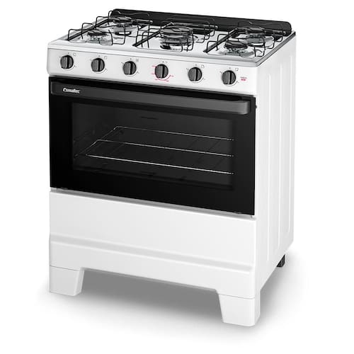 imagem-Fogão Esmaltec Ideal POP 5 Bocas Branco com Forno Limpa Fácil - Bivolt