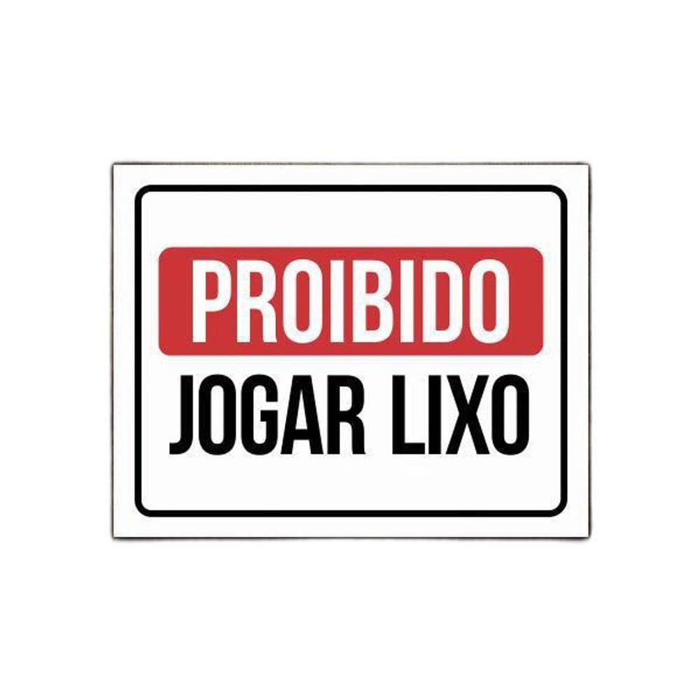 Placa De Sinalização Proibido Jogar Lixo 27X35