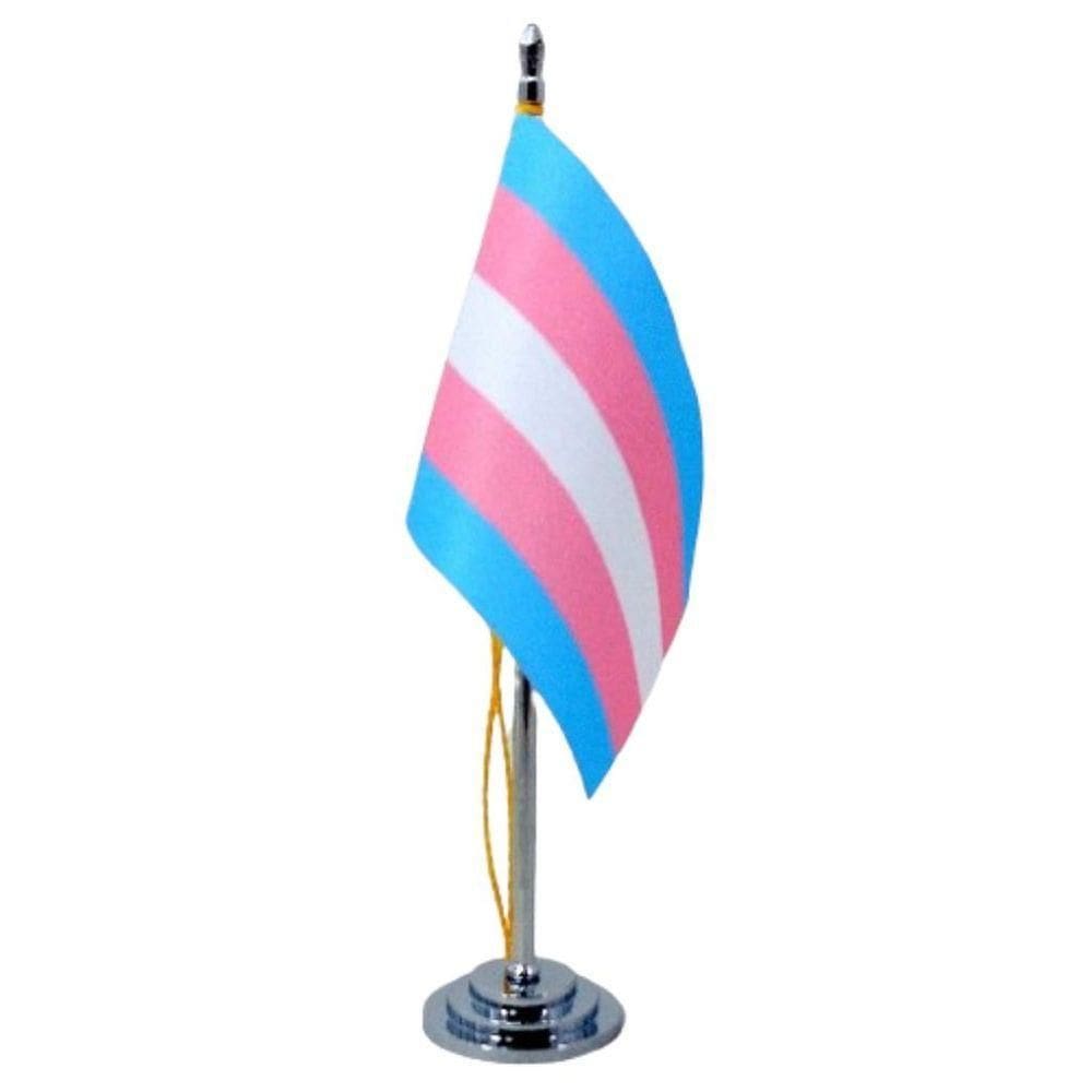 Mini Bandeira De Mesa Transgênero Poliéster 15 Cm Mastro
