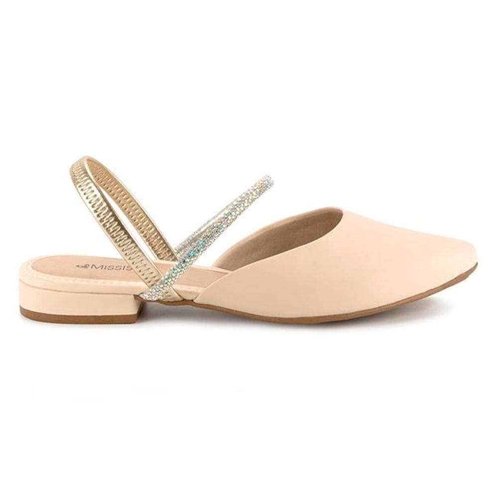 Sapato Feminino Mississipi Salto Baixo Bege Claro