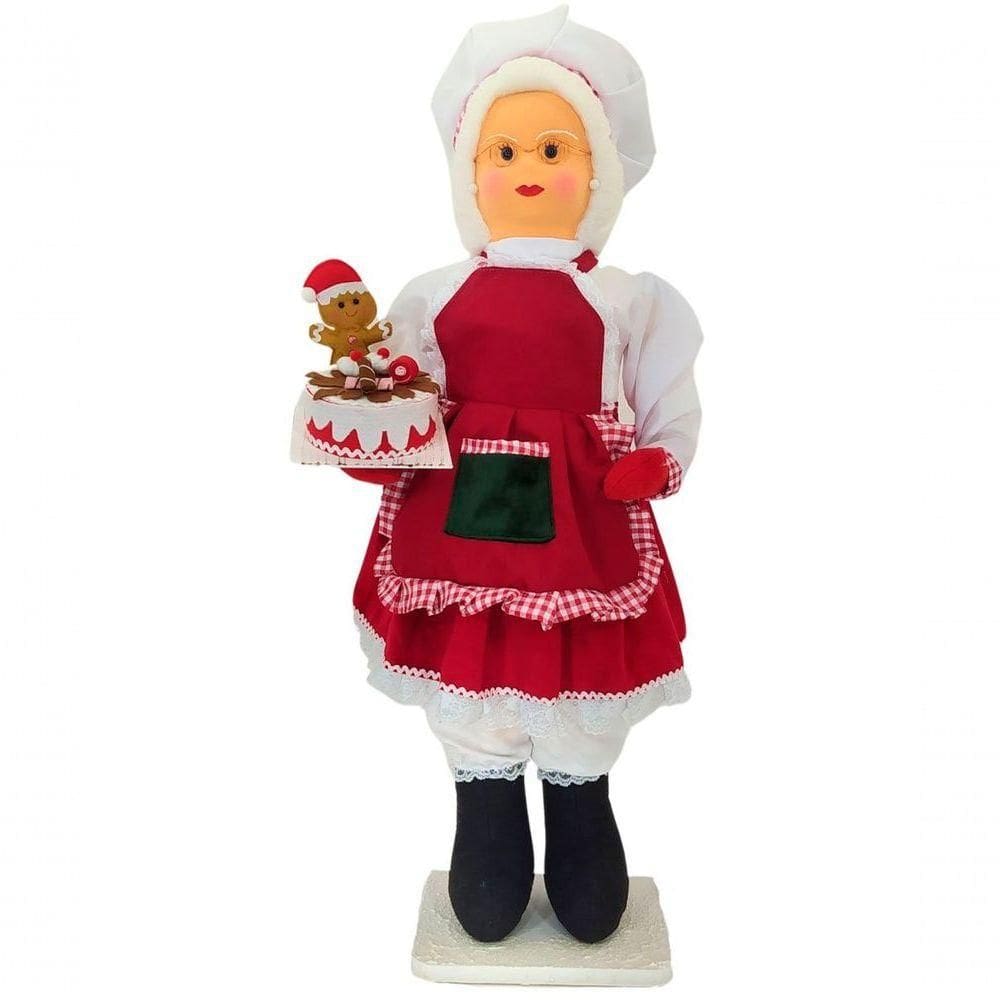Boneco Natalino Mamão Noel Confeiteira Chefe De Cozinha 90cm