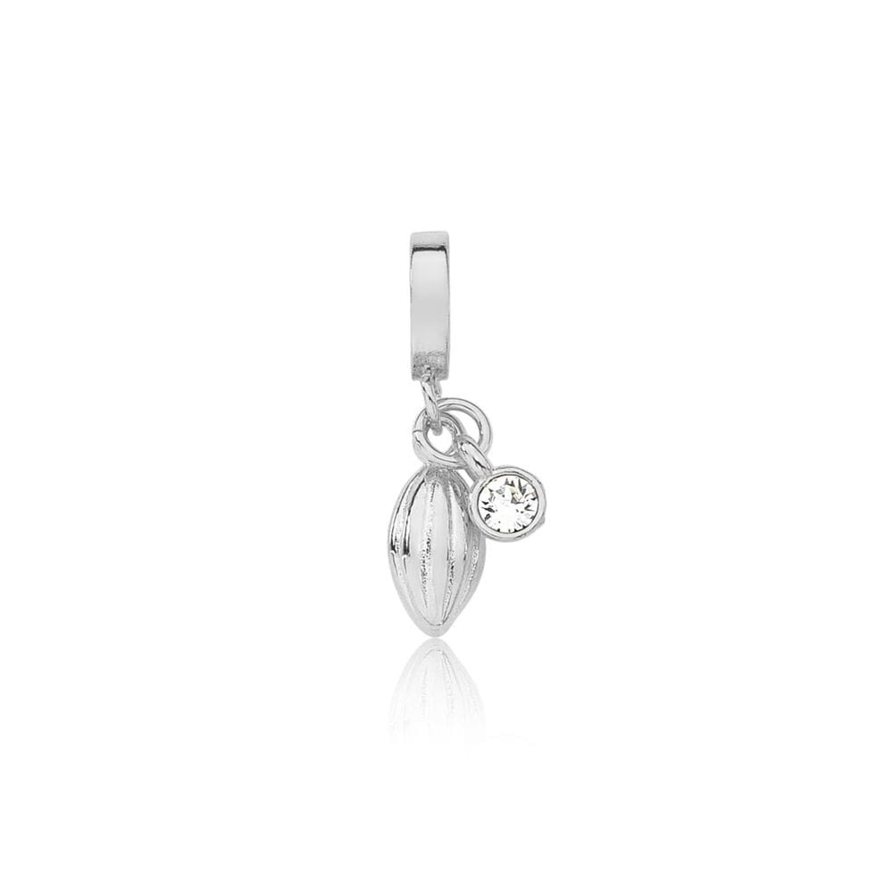 Charm Cacau com Ponto de Luz Revestido em Prata