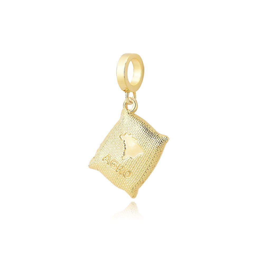 Charm Saca de Grãos Pequeno Revestido em Ouro