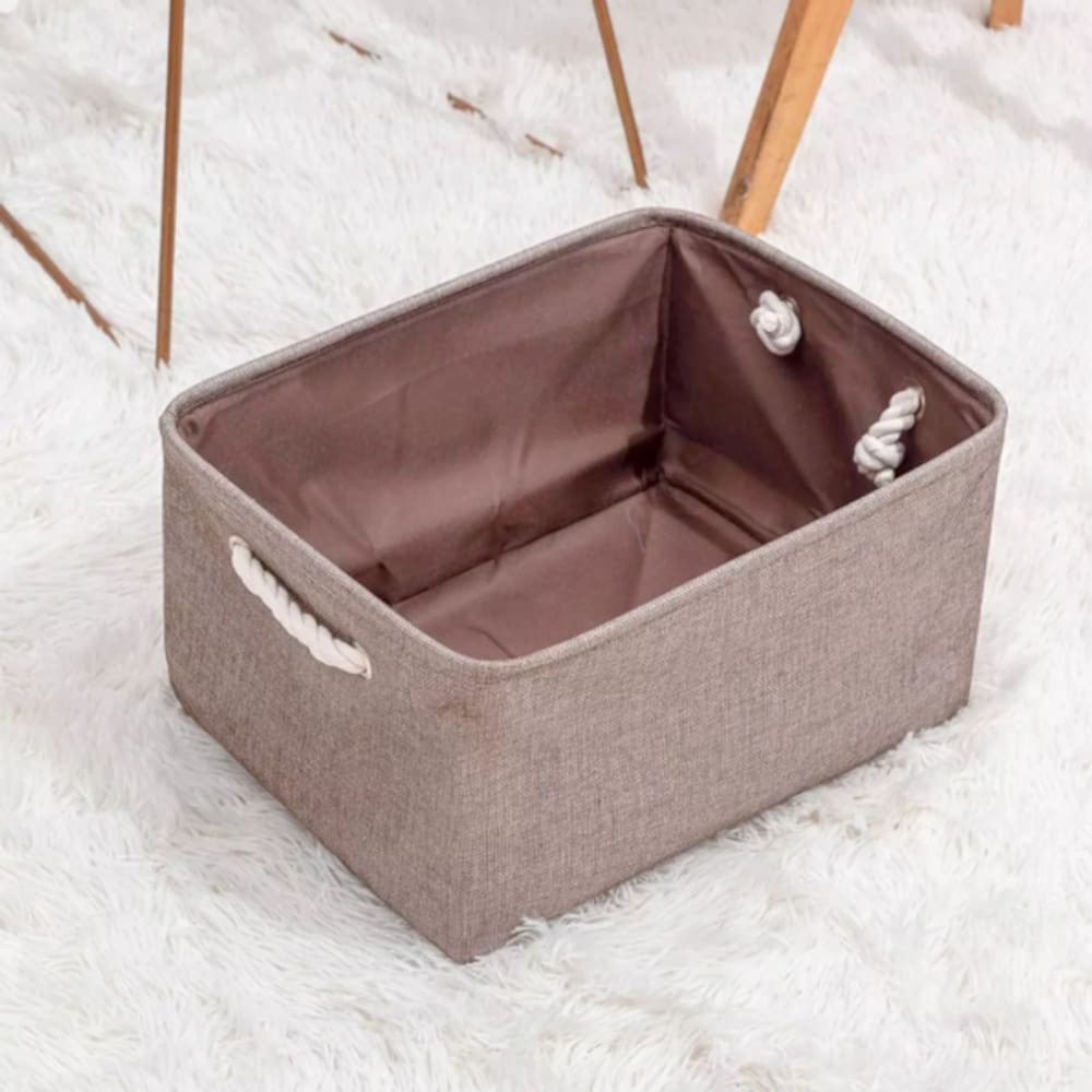Caixa Cesto Organizador Tecido Lona Resistente 41x32x20cm Marrom