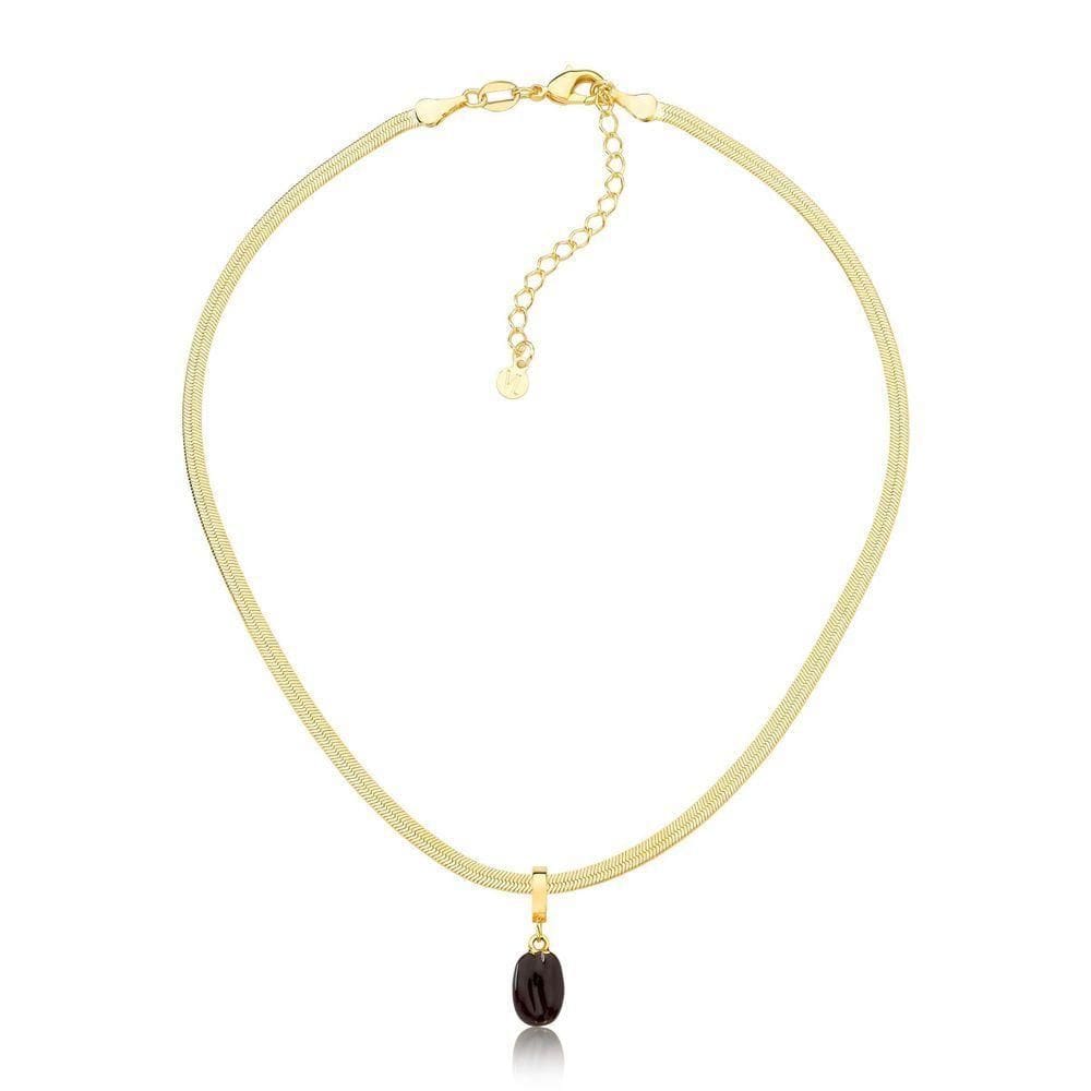 Choker Fita Diamantada Com Grão De Café Revestida Em Ouro