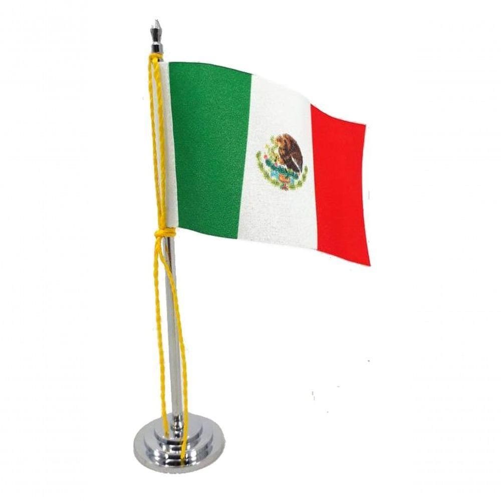 Mini Bandeira De Mesa Da México 15 Cm Poliéster