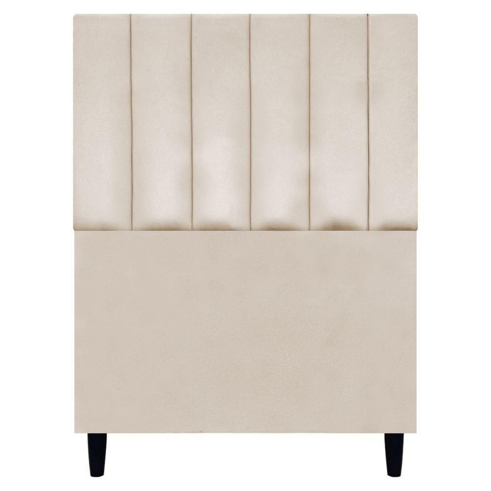 Cabeceira Decorativa Elen Para Cama De Solteiro 90cm Suede Bege, Suede