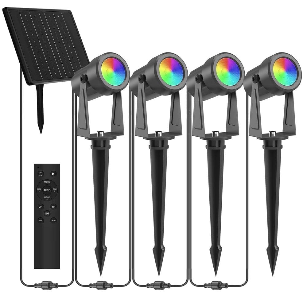 Holofotes solares ZYAN Christmas RGBW com controle remoto 4Pk
