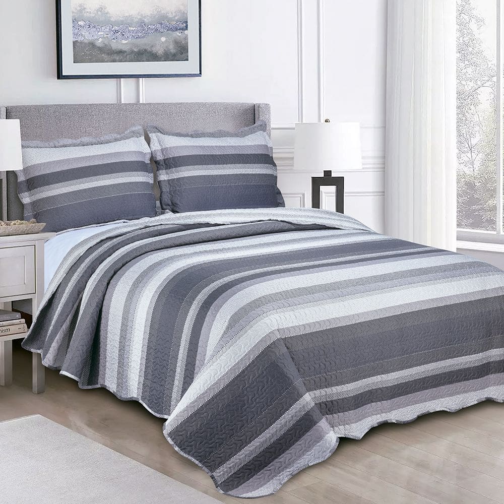 Colcha Cobre Leito Casal 3 peças dupla face Bordada Matelassê Estampada - Camesa